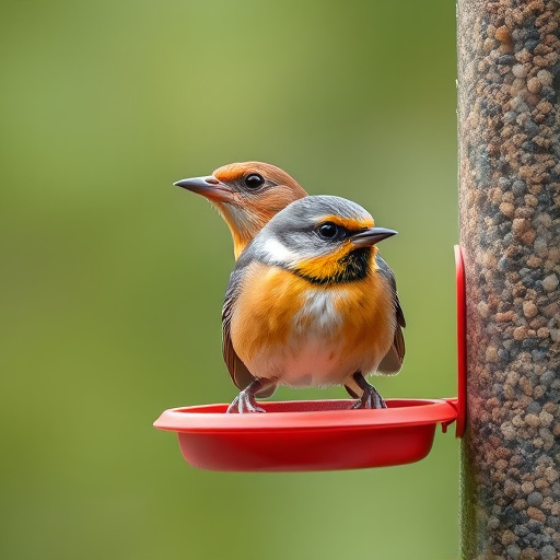 Small birds feeding on sunflower hearts