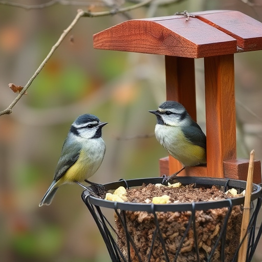 Small birds feeding on sunflower hearts