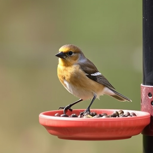 Small birds feeding on sunflower hearts