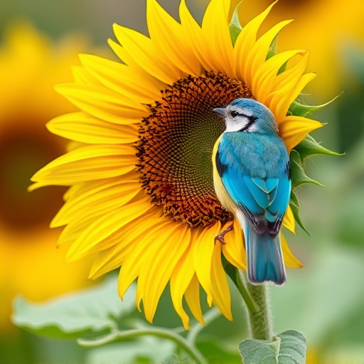 Small birds feeding on sunflower hearts