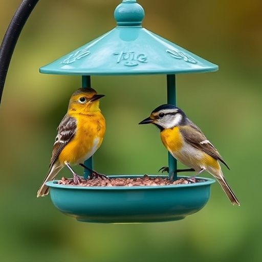 Small birds feeding on sunflower hearts