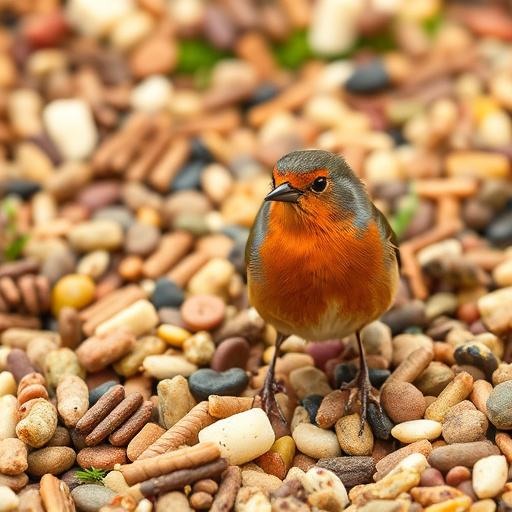 Small birds pecking at seed assortment