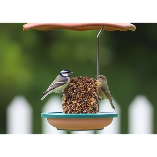 Small garden birds eating sunflower hearts