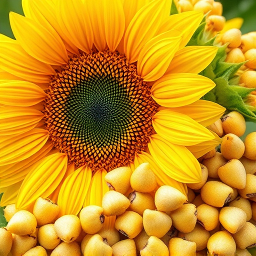 Small garden birds eating sunflower hearts