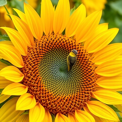 Small garden birds eating sunflower hearts