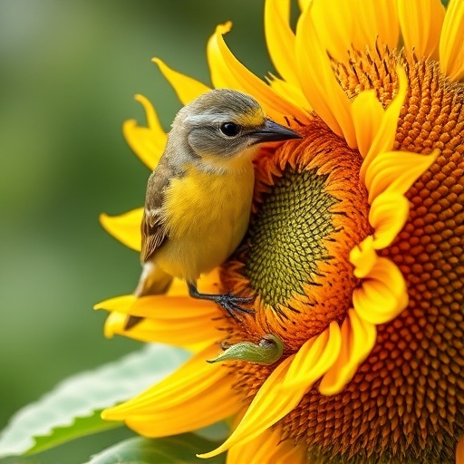 Small garden birds eating sunflower hearts