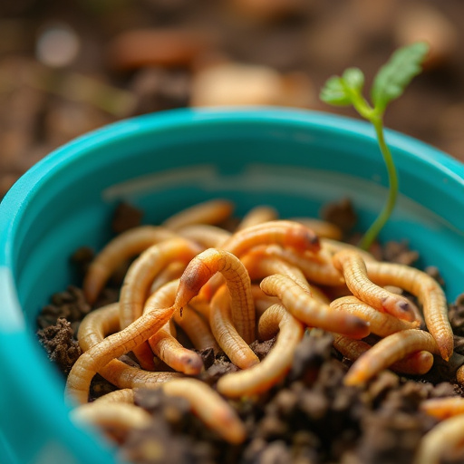 Small songbird feeding on mealworm tray