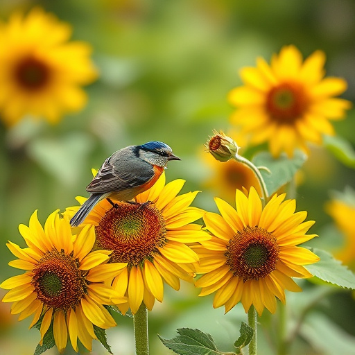 Sparrow enjoying sunflower hearts in garden