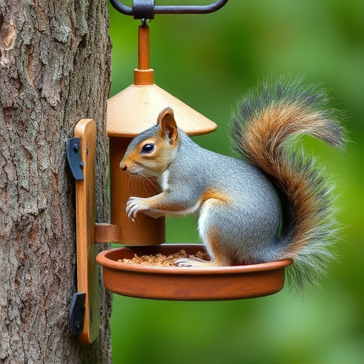 Squirrel-proof bird feeder in backyard