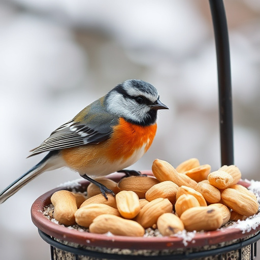 Squirrel-proof peanut feeder in garden