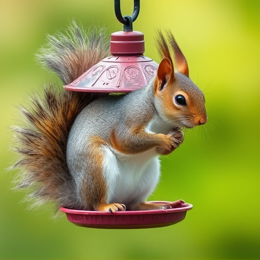Squirrel trying to access secured feeder