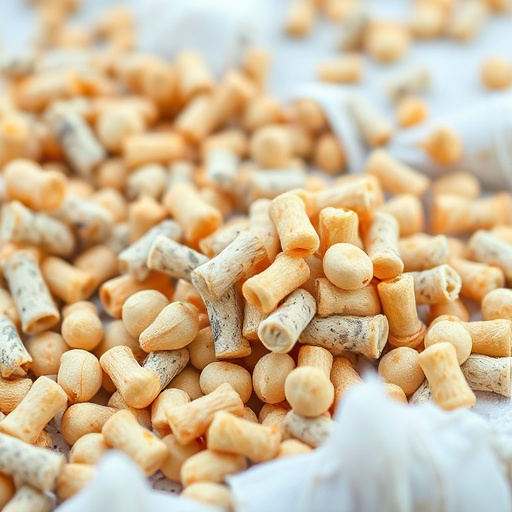 Stacks of suet pellets bags UK