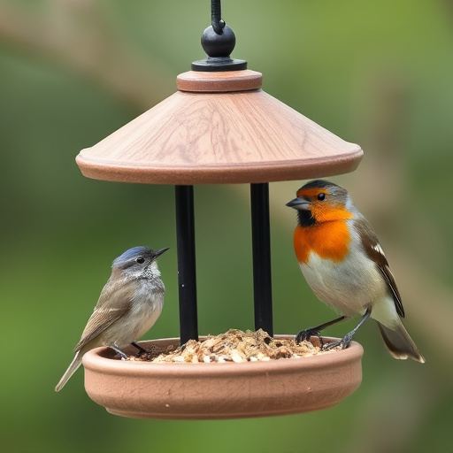 Starlings eating dried mealworms outdoors