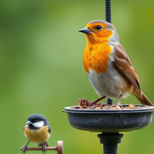 Starlings gathering near food dish