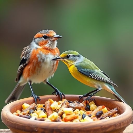 Starlings gathering near food dish