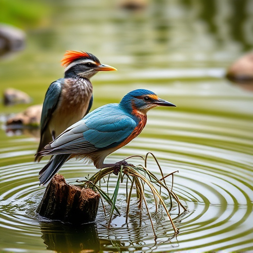 Stone bird bath surrounded by wildflowers