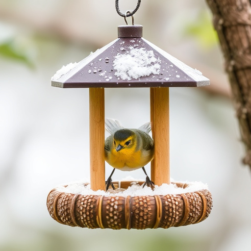 Sturdy weatherproof bird feeder in rain