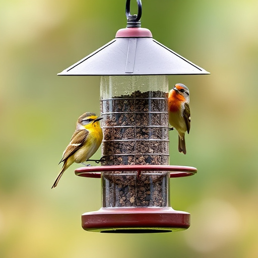 Sturdy weatherproof bird feeder in rain