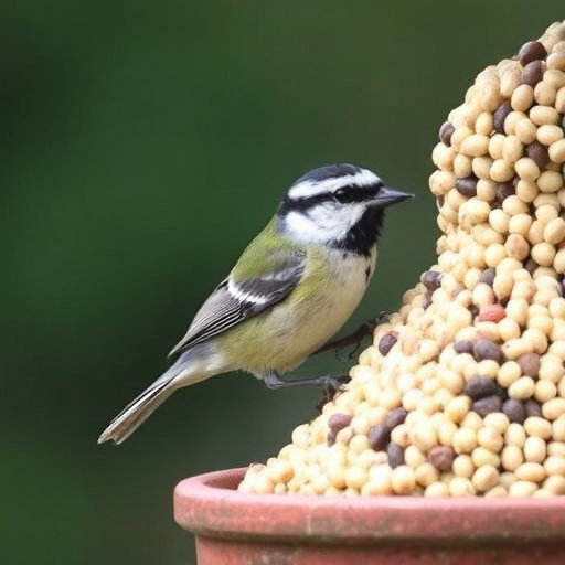 Suet ball holder attached to wooden post