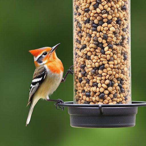 Suet ball holder attached to wooden post