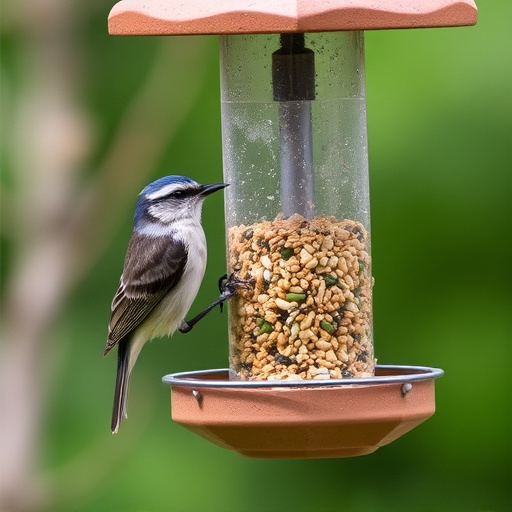 Suet ball holder attached to wooden post