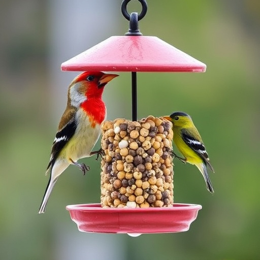 Suet balls stacked inside wire feeder cage