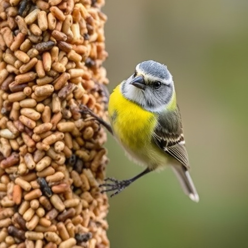 Suet cubes scattered on bird table outdoors