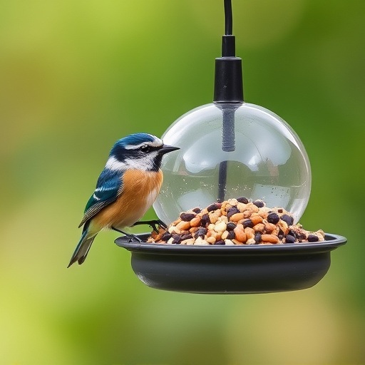 Suet-filled feeder attracting small songbirds