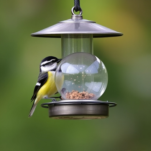 Suet-filled feeder attracting small songbirds