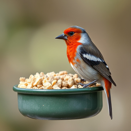 Suet pellets poured into bird feeder