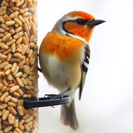 Suet pellets poured into bird feeder
