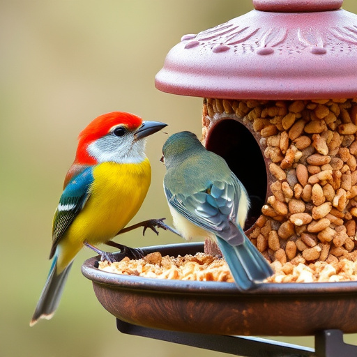 Suet pellets poured into bird feeder