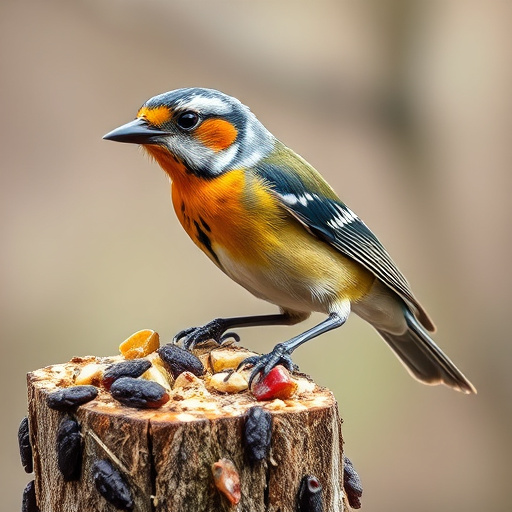 Suet pellets scattered on garden table