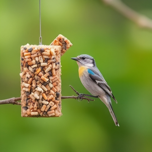 Suet pellets scattered on garden table