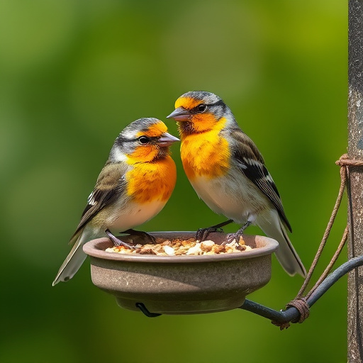 Summer flowers with birds nearby