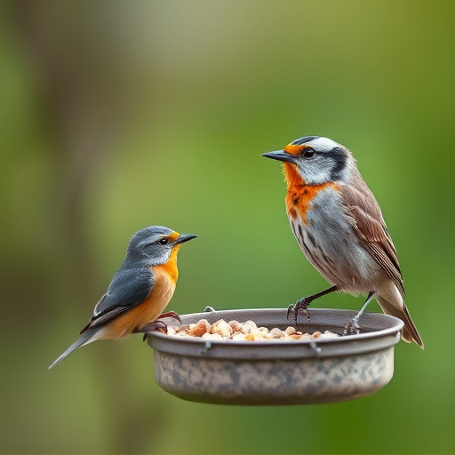 Sunflower hearts in clear plastic bird feeder