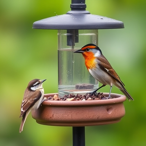 Sunflower hearts in clear plastic bird feeder