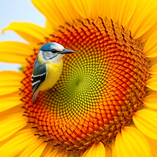 Sunflower hearts in clear plastic bird feeder
