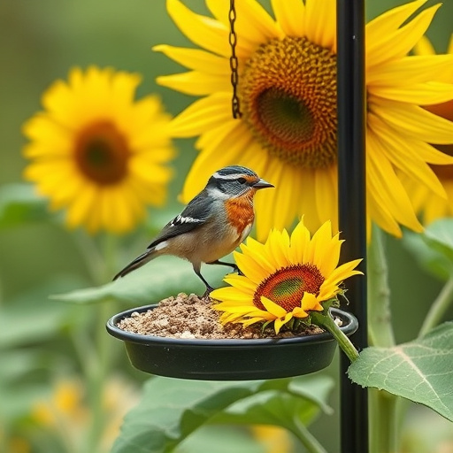 Sunflower hearts poured into bird table tray