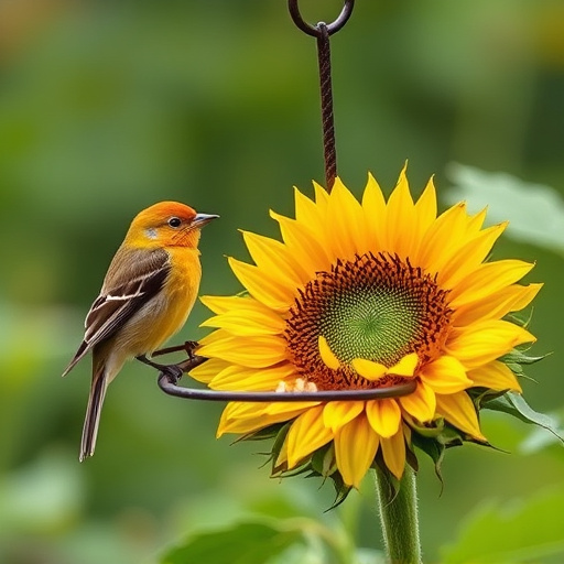 Sunflower hearts poured into bird table tray