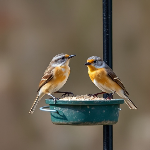 Tits feeding from tray of sunflower hearts
