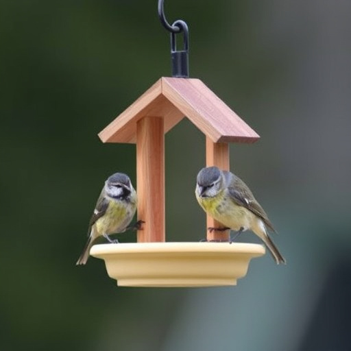 Traditional wooden bird feeder with base