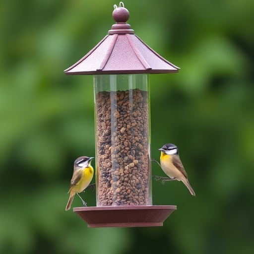 Traditional wooden bird feeder with base