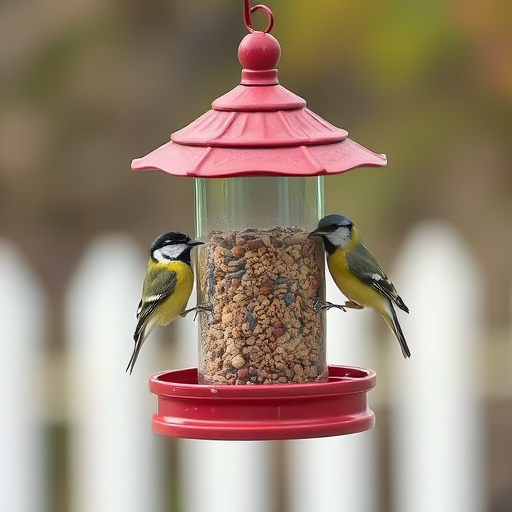 Traditional wooden bird feeder with base