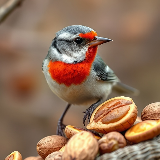 Transparent pouch of peanuts for birds