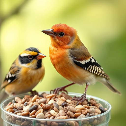 Transparent pouch of peanuts for birds
