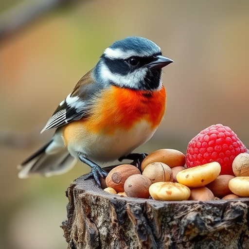 Variety of seeds in wooden feeder