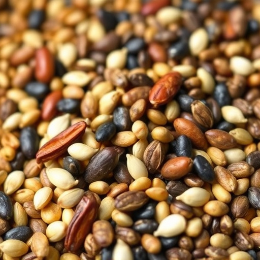 Variety of seeds on bird table