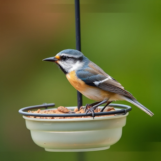 Variety of small birds sharing feeder