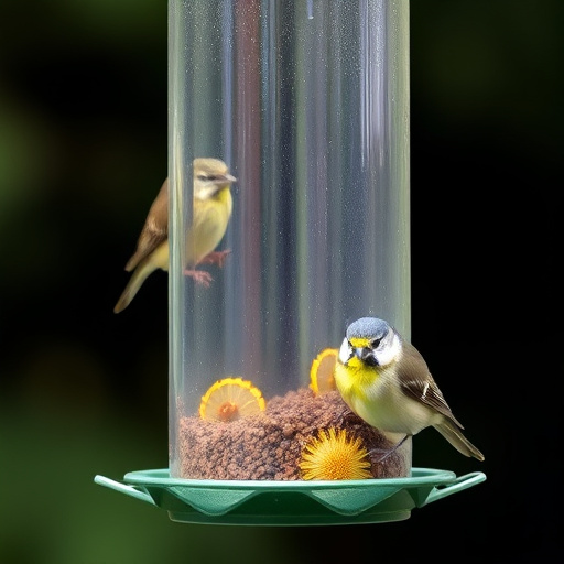 Variety of small birds sharing feeder